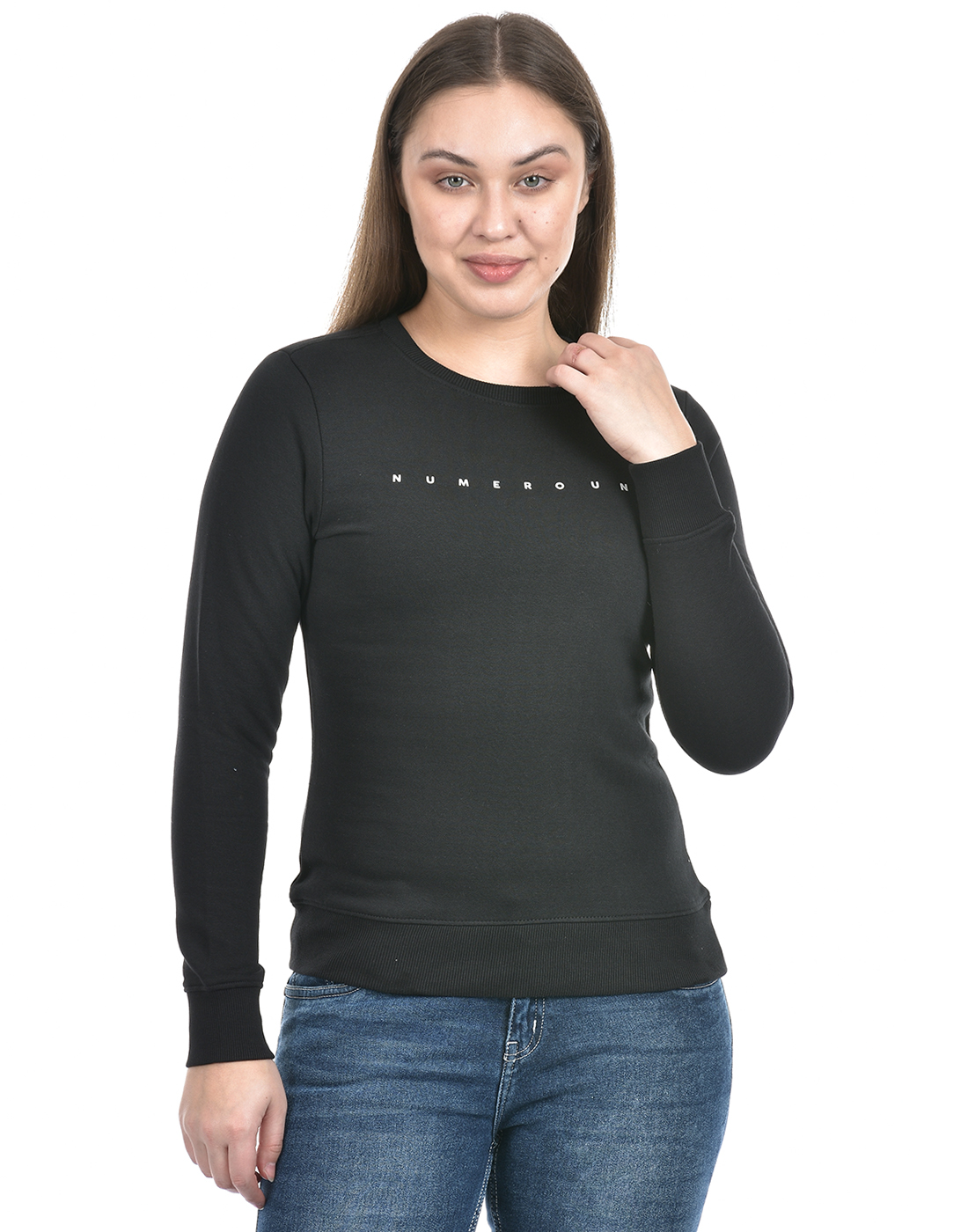Numero Uno Women Abstract Black Sweat Shirt
